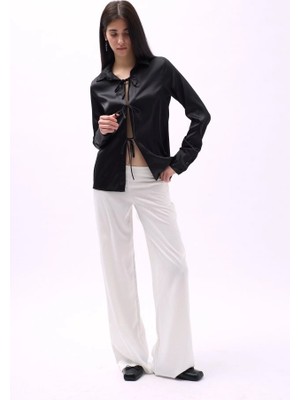 Bağlama Detay Saten Gömlek