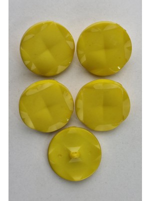 Büyük Akrilik Kare Desenli Yuvarlak Sarı Kaban Çeket Hırka Yelek Düğmesi 5 Adet