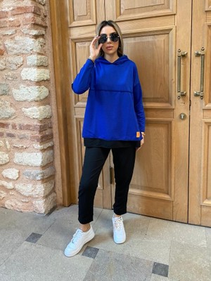 Barış Beauty Kadın Kapşonlu Etek Ucu Detay Armalı Ters Dikiş Gorunumlu Ikili Takım