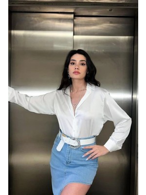 Fy Butik Beyaz Saten Gömlek