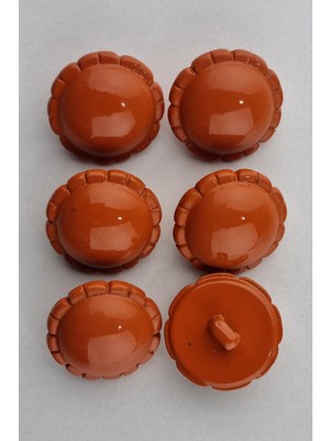 Plastik Bombeli Yuvarlak Turuncu Kaban Çeket Hırka Yelek Düğmesi 6 Adet