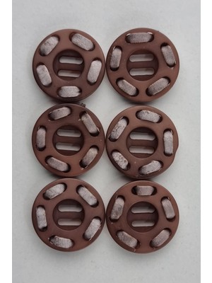 Akrilik Deri Süslemeli Yuvarlak Kahverengi Kaban Çeket Hırka Yelek Düğmesi 6 Adet