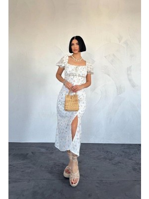 Fy Butik Lila Çiçekli Yazlık Elbise