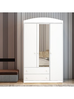Afilli Lucia 3 Kapaklı 2 Çekmeceli Aynalı Gardrop 120 cm Genişlik 180 cm Yükseklik %100 MDF