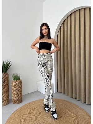 Novıne Gazete Desenli Pantolon