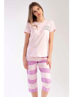 Pamuklu Kadın Kısa Kol Kaprili Pijama Takım
, 212589