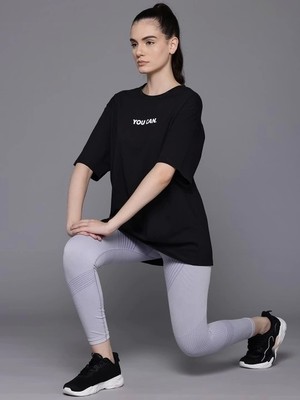 Baskılı Oversize T-Shirt - Siyah