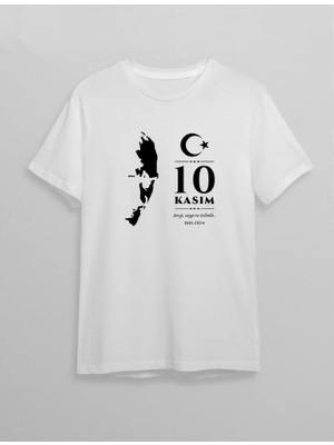 Fy Butik 10 Kasım Atatürk Baskılı T-Shirt - Beyaz