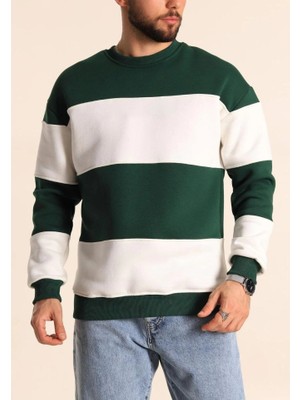 Fy Butik Parçalı Bisiklet Yaka Baskılı Sweatshirt - Yeşil