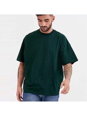 Fy Butik Unisex Basic Bisiklet Yaka Oversize T-Shirt - Haki
