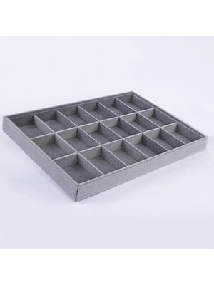 Füme Renk Süet Kumaş Takı Düzeni, 24 Bölmeli, Çekmece Için Kullanışlı Tasarım