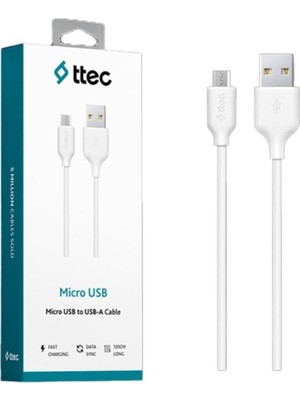 Beyaz Micro USB Kablo, Hızlı ve Güçlü Bağlantı, Dayanıklı ve Esnek Tasarım
