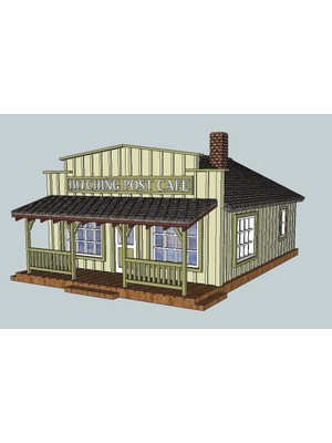 BYR Ho Ölçekli Old Western Cafe (Sadece Plastik Aparattır!!!) 3D