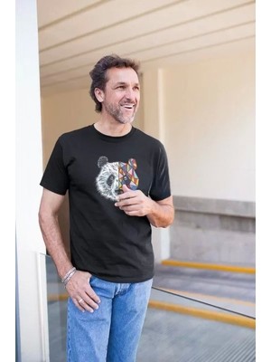 Fy Butik Erkek Bisiklet Yaka Baskılı Oversize T-Shirt - Siyah