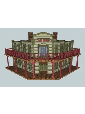 BYR Ho Ölçekli Eski Batı Köşe Salonu (Sadece Plastik Aparattır!!!) 3D