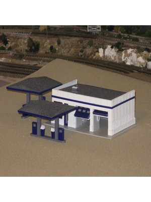 BYR Açılış Kapılarıyla Ho Ölçek Servis Istasyonu (Sadece Plastik Aparattır!!!) 3D