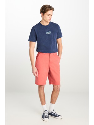 Regular Fit Normal Kesim Lastik Bel Detaylı Pamuklu Esnek Pembe Chino Şort