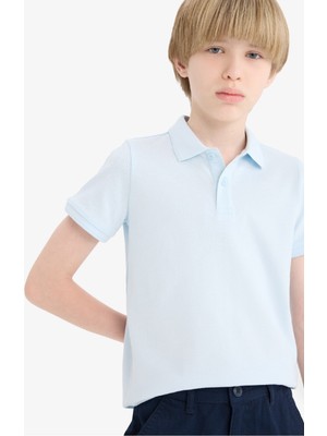 DeFacto Polo Yaka Basic Düz Pike Okul Tişörtü Erkek Çocuk K1689A625AU