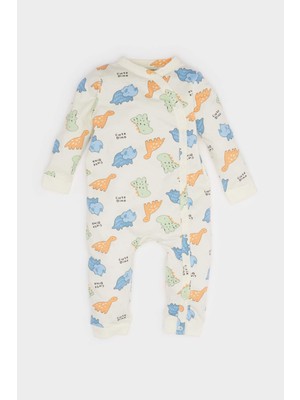 DeFacto Erkek Bebek Yenidoğan Dinozor Baskılı Penye Tulum F0122A525AU