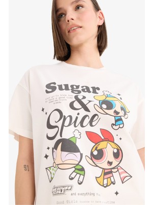 DeFacto PowerPuff Girls Oversize Geniş Kalıp Kısa Kollu Tişört E9843AX25AU