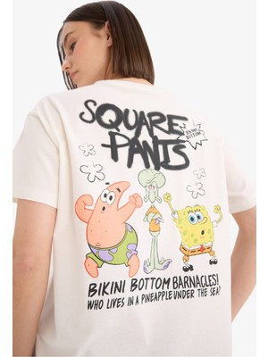 DeFacto SpongeBob Oversize Geniş Kalıp Sırt Baskılı Kısa Kollu Tişört E9848AX25AU