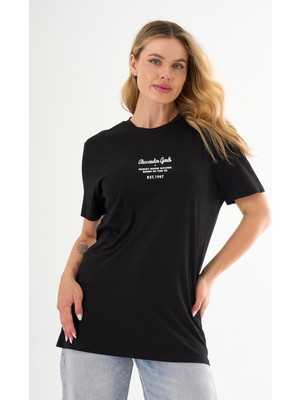 Alexandergardı Önü Baskılı Bisiklet Yaka T-Shirt