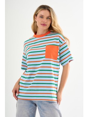 Alexander Gardi Alexandergardı Cep Detaylı Çizgili T-Shirt