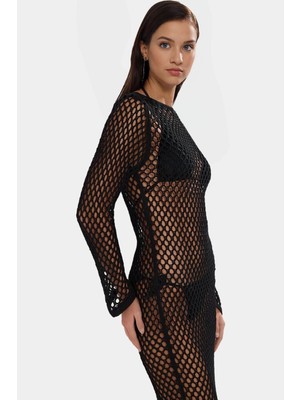 Ersefa Maxi Boy Triko Plaj Elbisesi Renk V Yaka Sırt Dekolteli Kaliteli Işçilik Konforlu Kesim