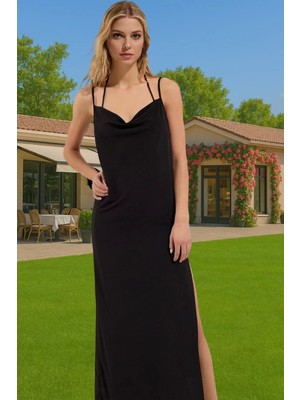 Ersefa Kadın Yazlık Örme Bodycon Plaj Elbise Derin Yırtmaçlı Maxi Özenle Seçilmiş Özel Tasarım