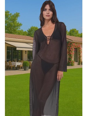 Ersefa Şık Leopar Desenli Maxi Plaj Elbisesi Nefes Alan Polyester Kumaş Mükemmel Uyum Profesyonel Görünüm