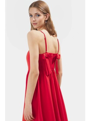 Ersefa Kolsuz A Kesim Midi Elbise Dokuma Polyester Kumaştan Rahat Şık Zarifane Tasarım Özenle Seçilmiş