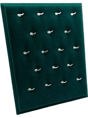 Yeşil Süet Kumaş Ayaklı Kolye Sergileme Standı, 20/16 Cm, Şık ve Kullanışlı Tasarım