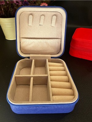 Mavi Seyahat Takı Organizeri, 9X9CM, Şık ve Kullanışlı Taşınabilir Tasarım