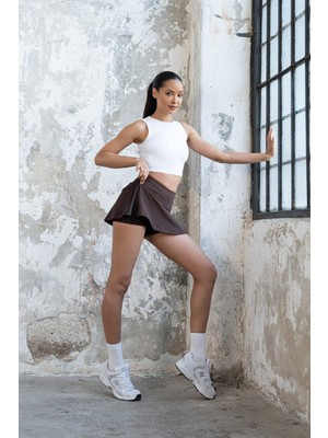 Spor Şortlu Mini Etek Fitness Yüksek Bel 490