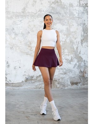 Spor Şortlu Mini Etek Fitness Yüksek Bel 490