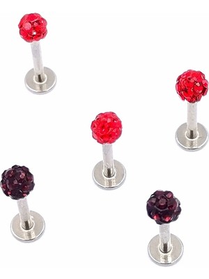 Renkli Taşlı Çelik 5 Adet Kaş Tragus Piercing