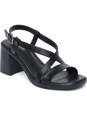 Greyder Kadın Siyah Hakiki Deri Topuklu Sandalet 5Y2WS59247