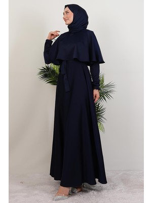 Giza Store Mona Pelerinli Elbise Lacivert