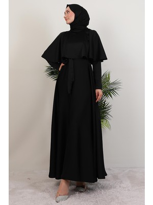 Giza Store Mona Pelerinli Elbise Siyah