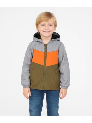 Verscon Erkek Çocuk Kapüşonlu Fermuar Kapama Içi Polar Su Geçirmez Yağmurluk Mont