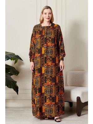 Kadın Büyük Beden Osmnalı Etnik Desen Elbise