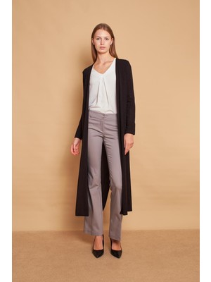 Arkası Anvelop Kruvaze Uzun Kol Ince Triko Hırka-Siyah