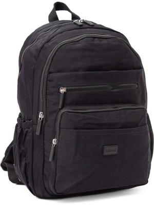 Young 17304 Siyah Krinkıl Kumaş Suya Dayanıklı Çok Cepli Sırt Çantası