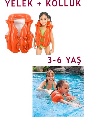 Direkstoktan Şişme Can Yeleği ve Kolluğu Seti 3-6 Yaş / Swim Vest + Arm Bands 3-6 Age