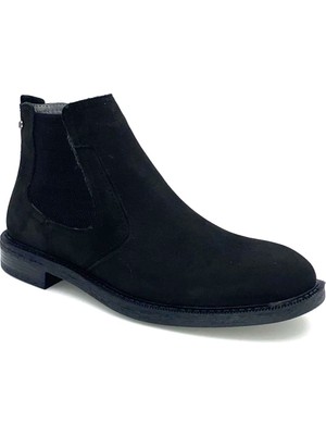 Beyaz (Smbir) Hakiki Deri Termo Kaymaz Taban Fermuarlı Erkek Chelsea Bot Mat Siyah