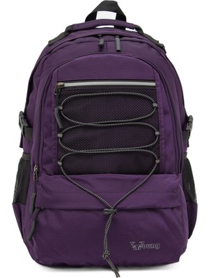 Young 51534 Purple Mor Unisex Çok Cepli Suya Dayanıklı Sırt Çantası
