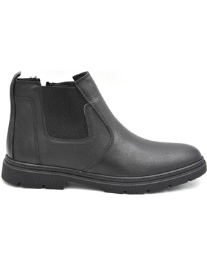 Beyaz (Baykara) Hakiki Deri Termo Kaymaz Taban Fermuarlı Günlük Erkek Bot Siyah