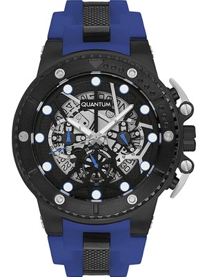 Quantum HNG535.659 Erkek Spor Saat – Siyah Kasa, Mavi Silikon Kordon