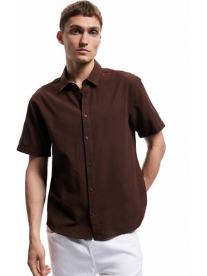 Koton Kısa Kollu Pamuklu Regular Fit Klasik Gömlek