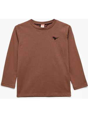 Koton Uzun Kollu Dinozor Nakışlı Pamuklu Tişört Erkek Çocuk Günlük Stil 24 - 36 Ay